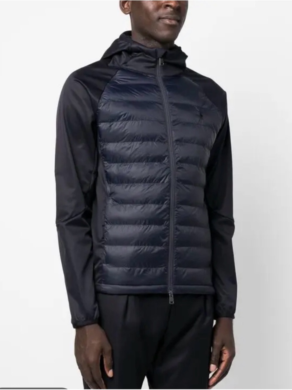 Polo by Ralph Lauren Navy & Black Hooded Quilted Hybrid Puffer Jacket XL No Wear